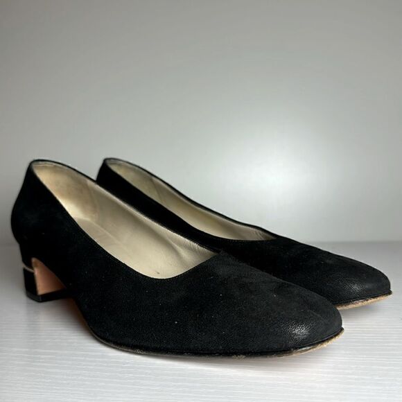 Salvatore Ferragamo Pumps Cuban Heel Classic Office Black Womens Size 7.5 - Picture 1 of 9